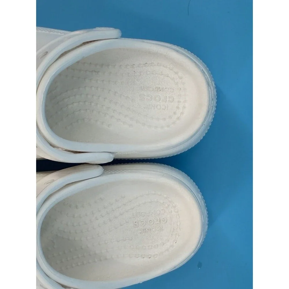 Crocs Kids C12 White Platform Clogs Classic Slip On Comfort Shoes